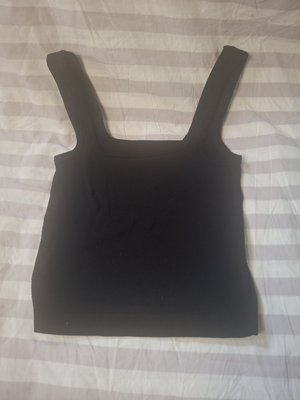 Women's Black Square Neck Ribbed Tank Top